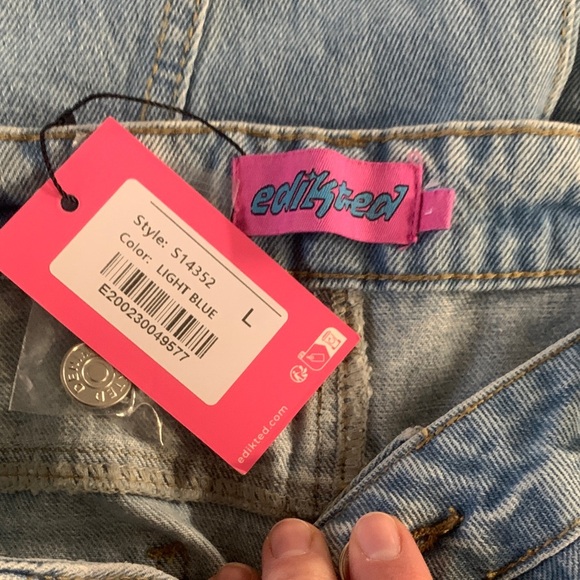 Edikted Sky Blue Lace-Up Flare Jeans - Picture 4 of 4